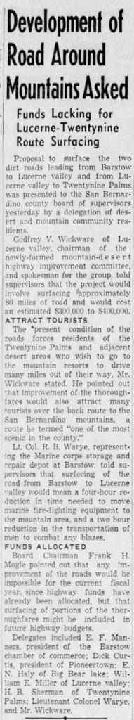 Oct. 15, 1947 - The San Bernardino County Sun article clipping