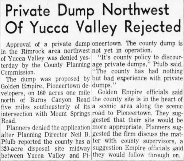 June 26, 1965 - The San Bernardino County Sun article clipping