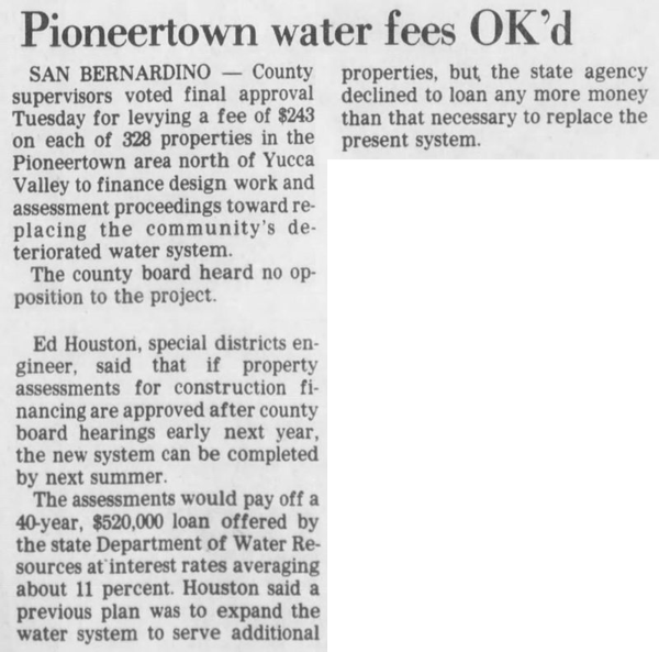 Sept. 8, 1982 water fees clipping