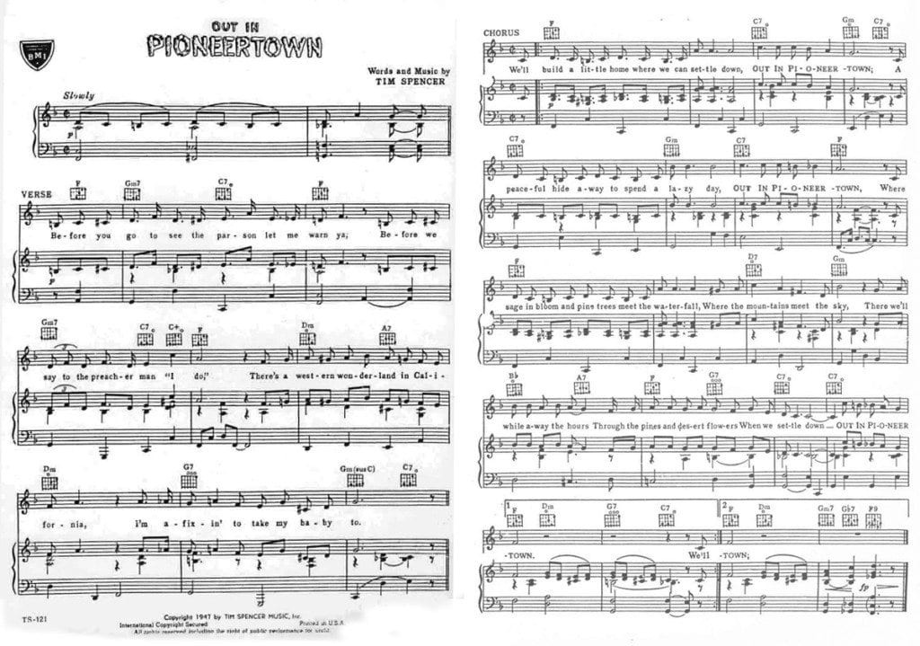 "Out in Pioneertown" sheet music