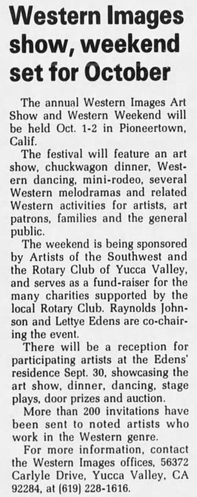 June 11, 1988 Western Images article clipping