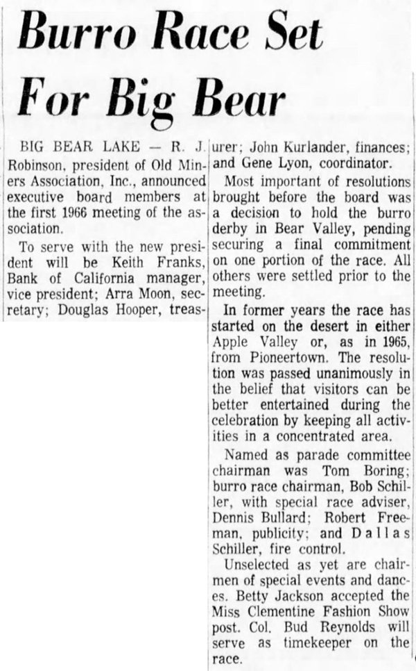 Feb. 25, 1966 - The San Bernardino County Sun article clipping